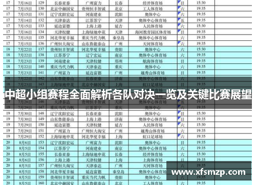 中超小组赛程全面解析各队对决一览及关键比赛展望